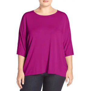 Eileen Fisher 3X Ballet Neck Jersey Top Red/Pink